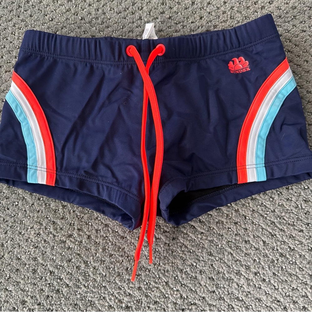 Sundek Swimwear with Navy and Orange Accents - small